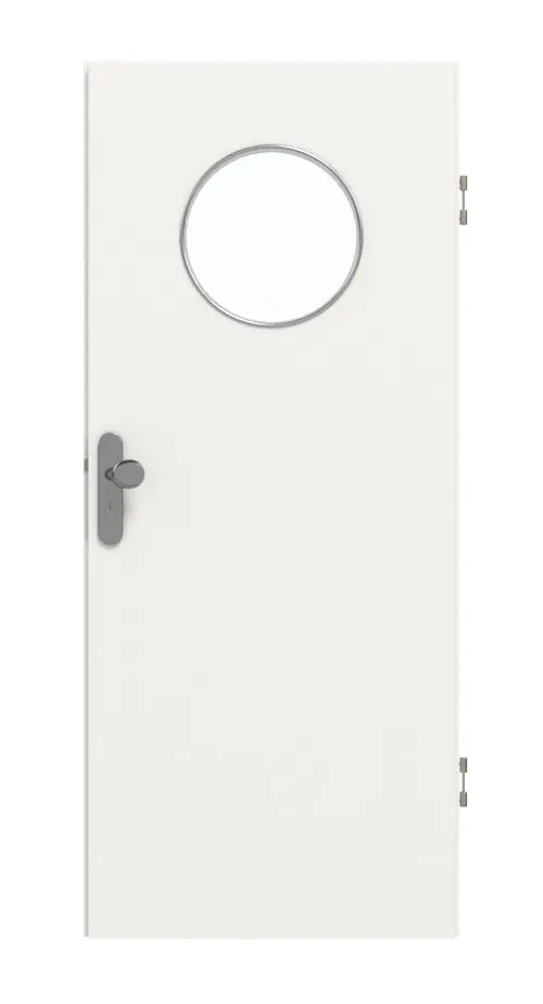 GARANT drzwi wejściowe do mieszkania biały lakier 9016 CePaL z wycięciem na szybę LA-13