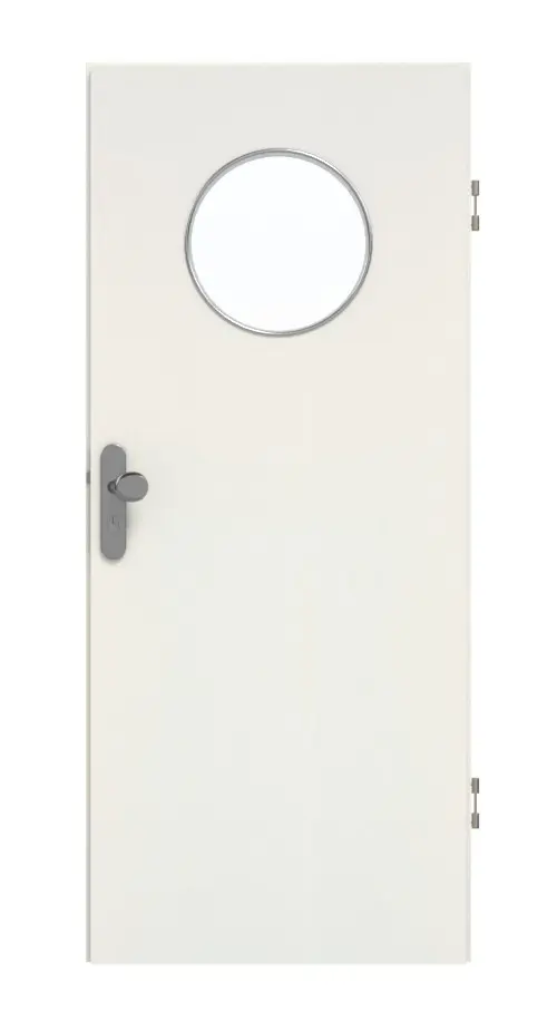 Drzwi wejściowe do mieszkania GARANT, Biel ze strukturą Premium CePaL, z przeszkleniem LA-13