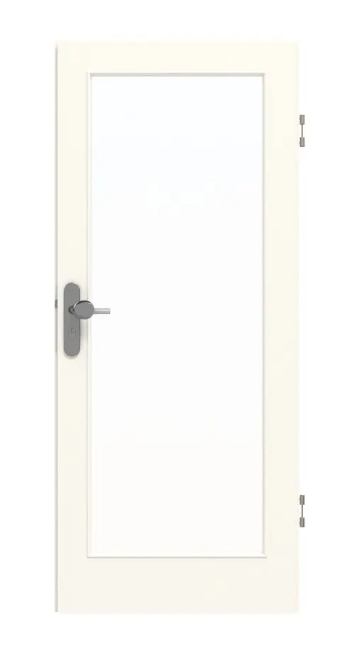 Widok frontowy drzwi wejściowych do mieszkania GARANT 0105-60 Pearl White CePaL z przeszkleniem LA-3