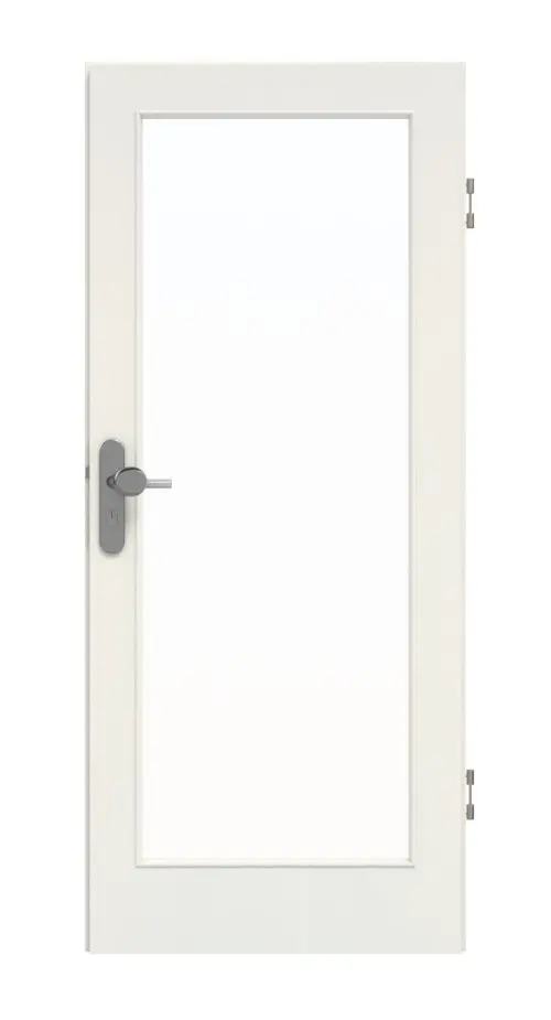 Drzwi wejściowe do mieszkania GARANT, biel ze strukturą Premium CePaL z przeszkleniem LA-3