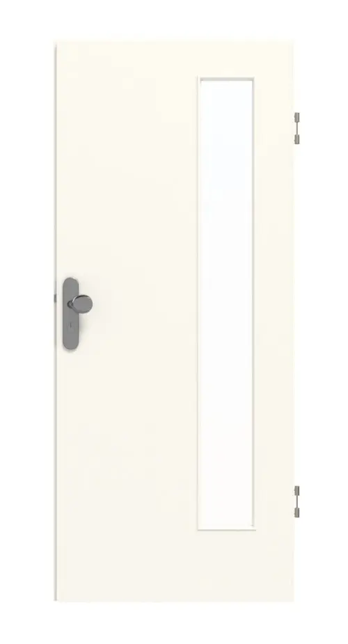 GARANT drzwi wejściowe do mieszkania 0105-60 Pearl White CePaL z przeszkleniem LA-4 po stronie zawiasów