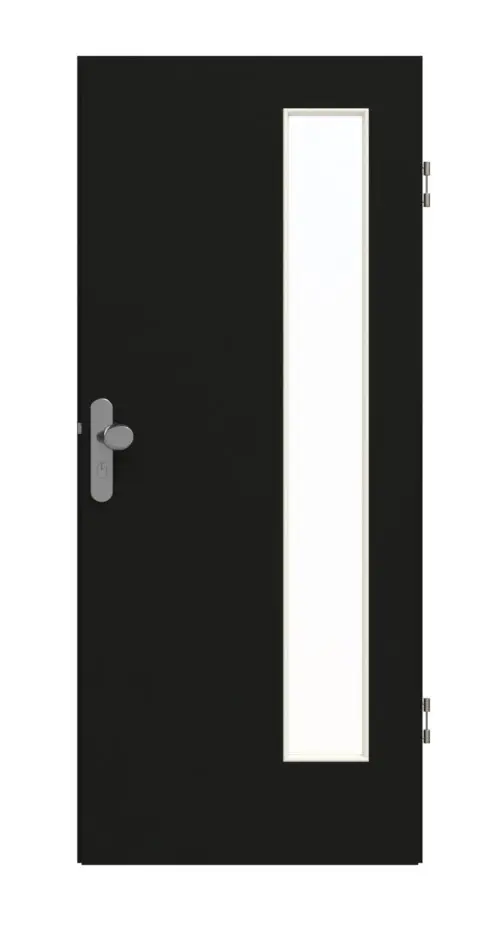 GARANT drzwi wejściowe do mieszkania 0901-60 Black Resopal z przeszkleniem LA-4 po stronie zawiasów
