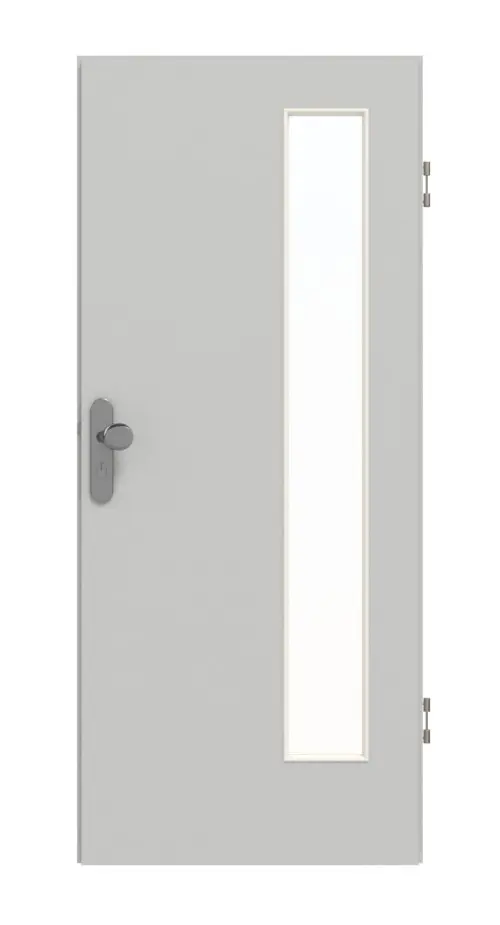 GARANT drzwi wejściowe do mieszkania D92-60 Dove Grey Resopal z przeszkleniem LA-4 po stronie zawiasów