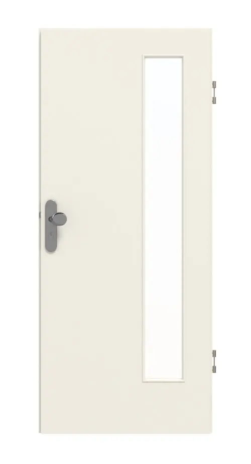 GARANT drzwi wejściowe do mieszkania biały lakier 9010 GHK08 z przeszkleniem LA-4 po stronie zawiasów