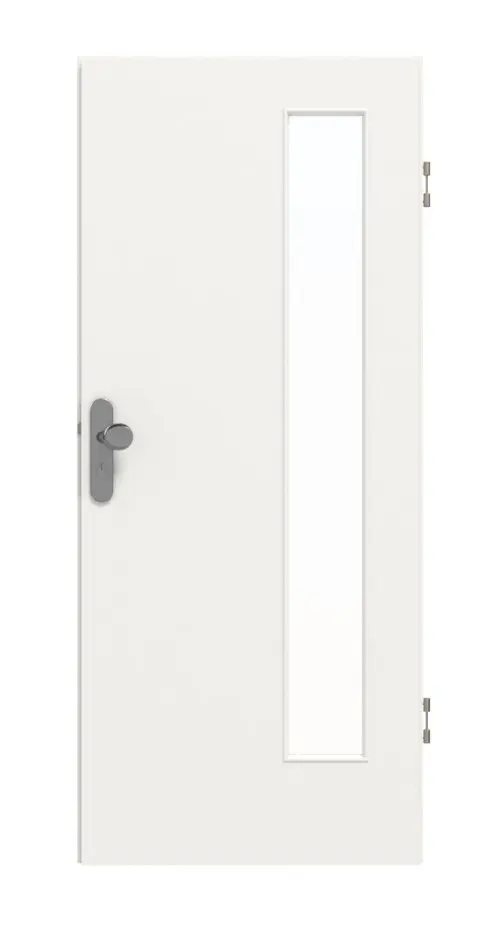 GARANT drzwi wejściowe do mieszkania biały lakier 9016 CePaL z przeszkleniem LA-4 po stronie zawiasów