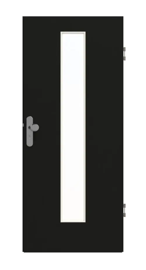 GARANT drzwi wejściowe do mieszkania 0901-60 Black Resopal z przeszkleniem LA-4 na środku