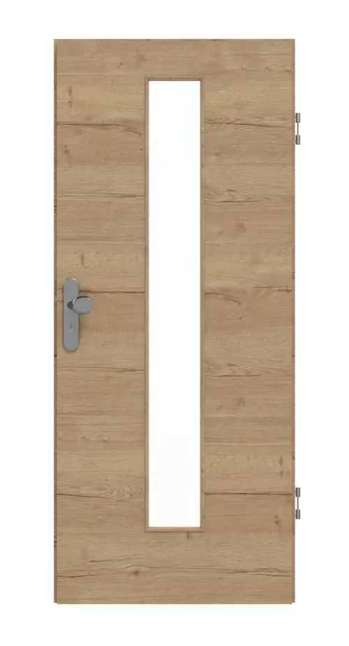 GARANT Drzwi wejściowe do mieszkania układ poprzeczny Authentic dąb szczelinowy GCK08 z przeszkleniem LA-4 centralnie