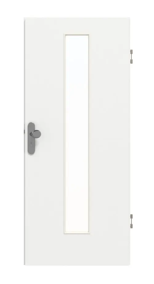 GARANT drzwi wejściowe do mieszkania D354-60 Designer White Resopal z przeszkleniem LA-4 na środku