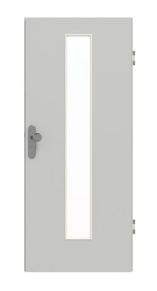 GARANT drzwi wejściowe do mieszkania D92-60 Dove Grey Resopal z przeszkleniem LA-4 na środku