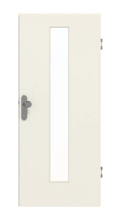 GARANT drzwi wejściowe do mieszkania białe lakierowane 9010 CePaL z przeszkleniem LA-4 na środku