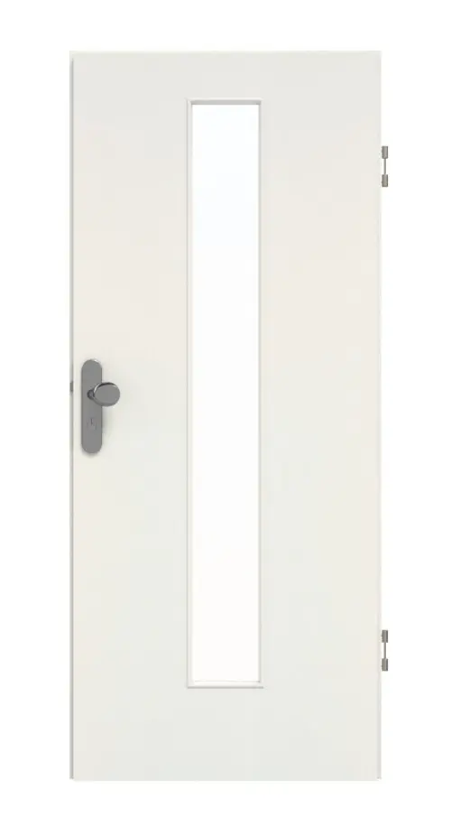 Drzwi wejściowe do mieszkania GARANT, Biel ze strukturą Premium GCK08, z przeszkleniem LA-4 na środku