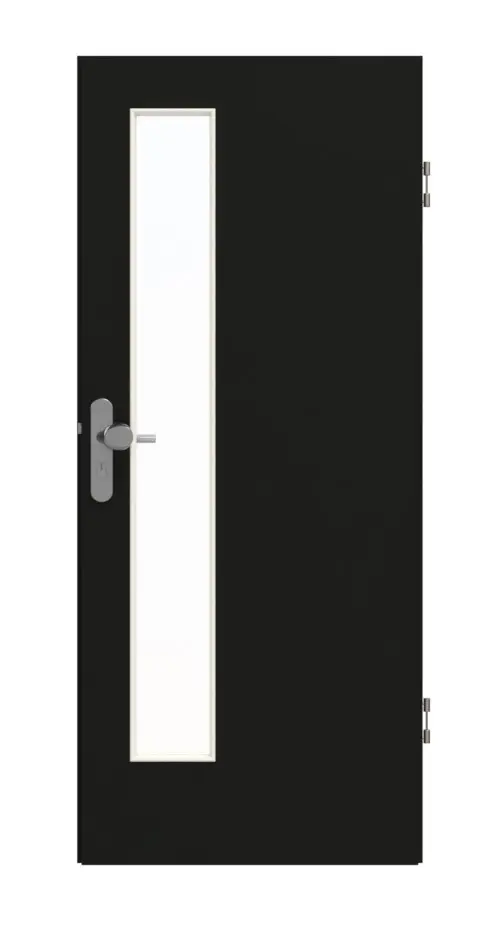 GARANT drzwi wejściowe do mieszkania 0901-60 Black Resopal z przeszkleniem LA-4 po stronie zamka