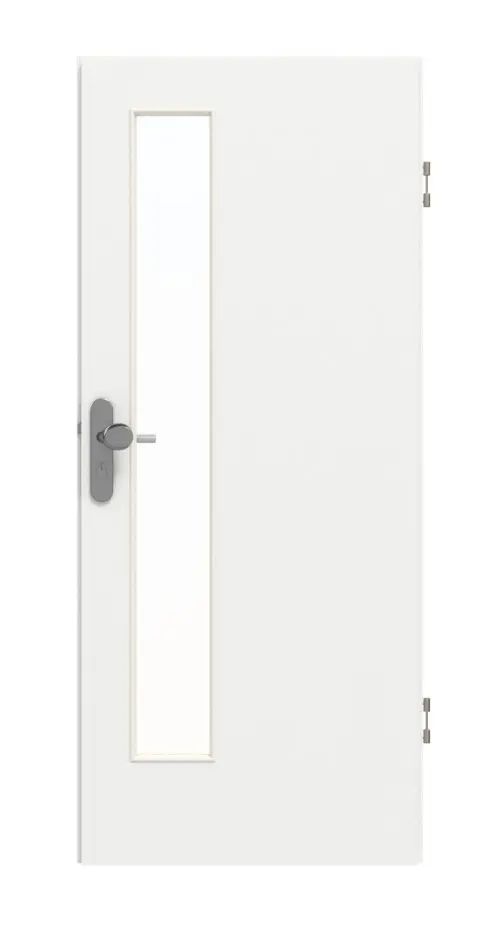 GARANT drzwi wejściowe do mieszkania D354-60 Designer White Resopal z przeszkleniem LA-4 od strony zamka