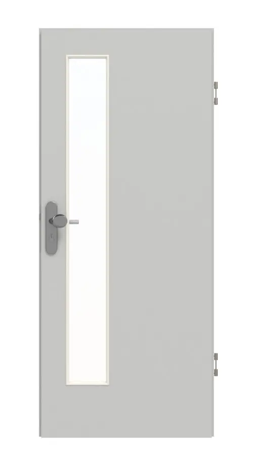 GARANT drzwi wejściowe do mieszkania D92-60 Dove Grey Resopal z przeszkleniem 4 LA od strony zamka