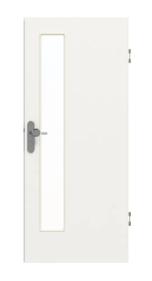 GARANT drzwi wejściowe do mieszkania biały lakier 9016 CePaL z przeszkleniem LA-4 od strony zamka