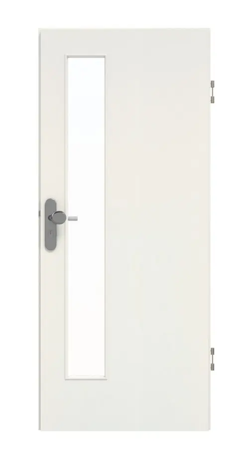 GARANT Drzwi wejściowe do mieszkania, Biel ze strukturą Premium CePaL, z przeszkleniem LA-4 od strony zamka
