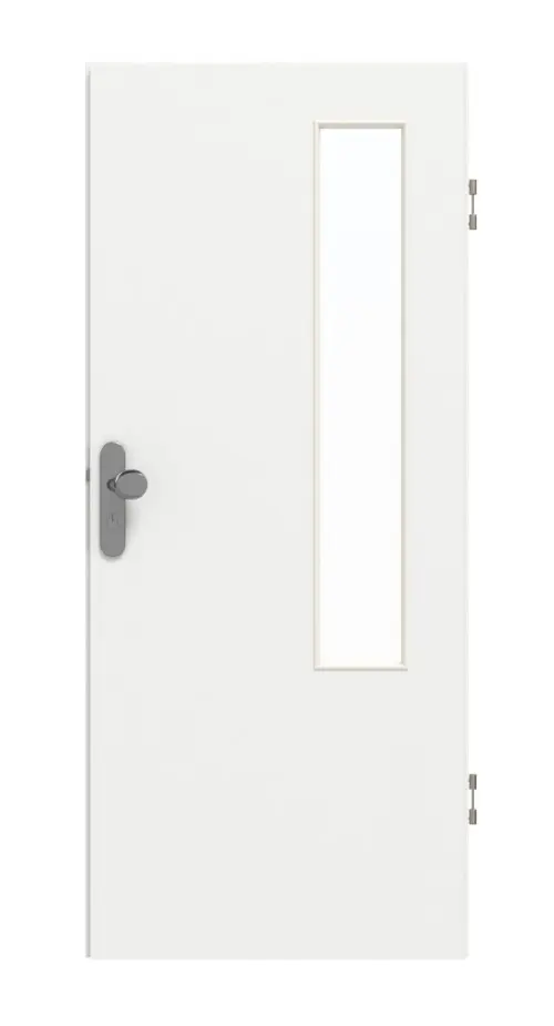 GARANT drzwi wejściowe do mieszkania D354-60 Designer White Resopal z przeszkleniem LA-5 po stronie zawiasów