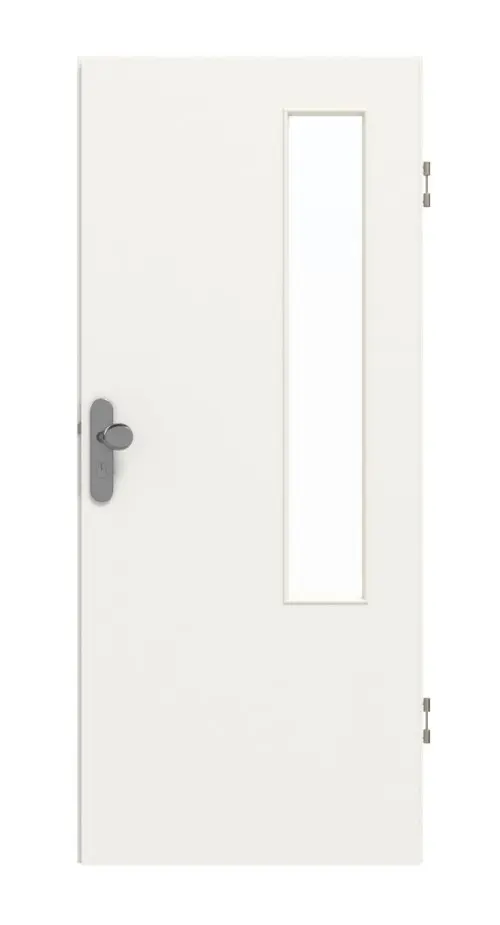 GARANT drzwi wejściowe do mieszkania biały lakier 9016 CePaL z przeszkleniem LA-5 po stronie zawiasów