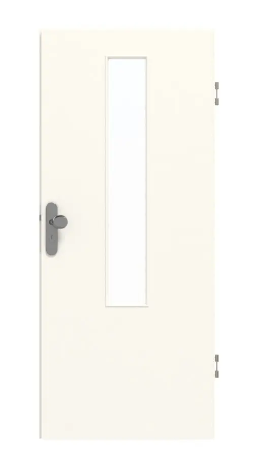 GARANT drzwi wejściowe do mieszkania 0105-60 Pearl White CePaL z przeszkleniem LA-5 na środku