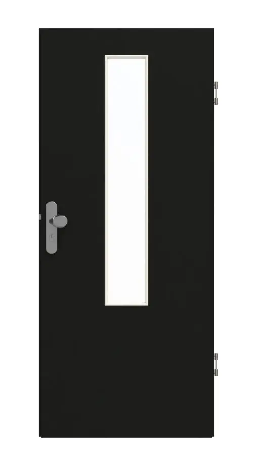 GARANT drzwi wejściowe do mieszkania 0901-60 Black Resopal z przeszkleniem LA-5 na środku
