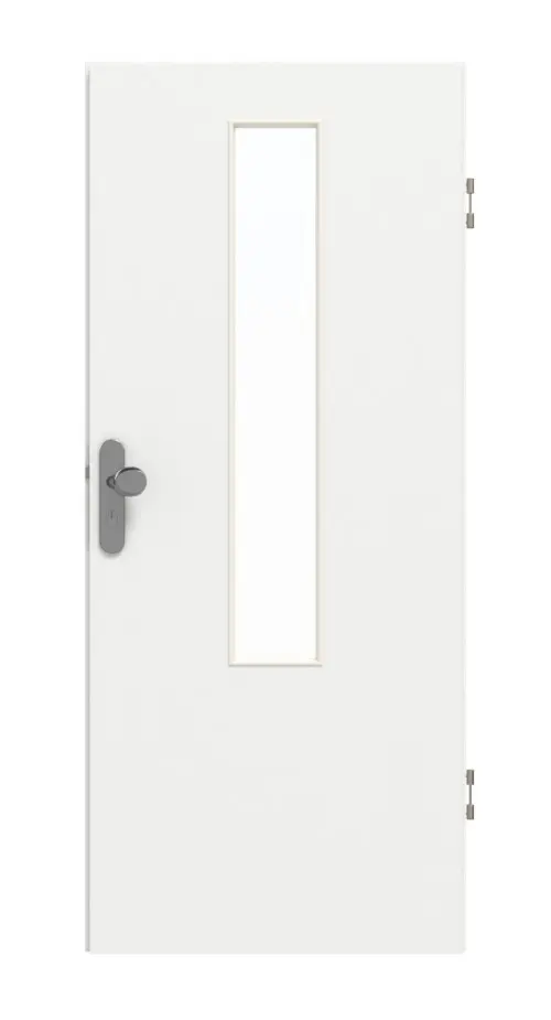 GARANT drzwi wejściowe do mieszkania D354-60 Designer White Resopal z przeszkleniem LA-5 na środku