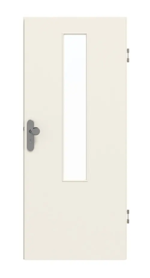 GARANT drzwi wejściowe do mieszkania biały lakier 9010 CePaL z przeszkleniem LA-5 na środku