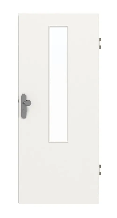 GARANT drzwi wejściowe do mieszkania biały lakier 9016 GHK08 z przeszkleniem LA-5 na środku