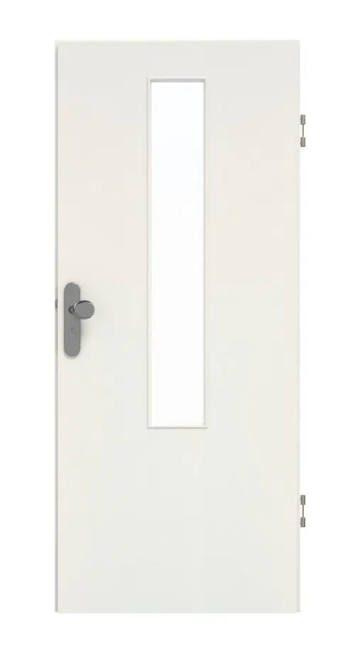 GARANT Drzwi wejściowe do mieszkania, biel ze strukturą Premium CePaL, z przeszkleniem LA-5 pośrodku