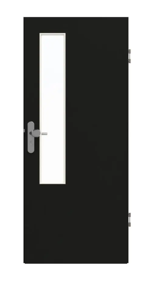 GARANT drzwi wejściowe do mieszkania 0901-60 Black Resopal z przeszkleniem LA-5 po stronie zamka