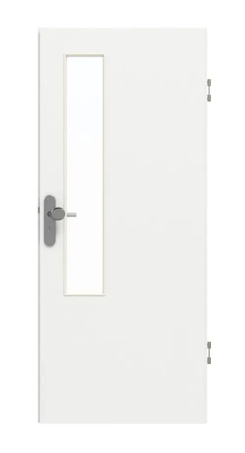 GARANT drzwi wejściowe do mieszkania D354-60 Designer White Resopal z przeszkleniem LA-5 od strony zamka