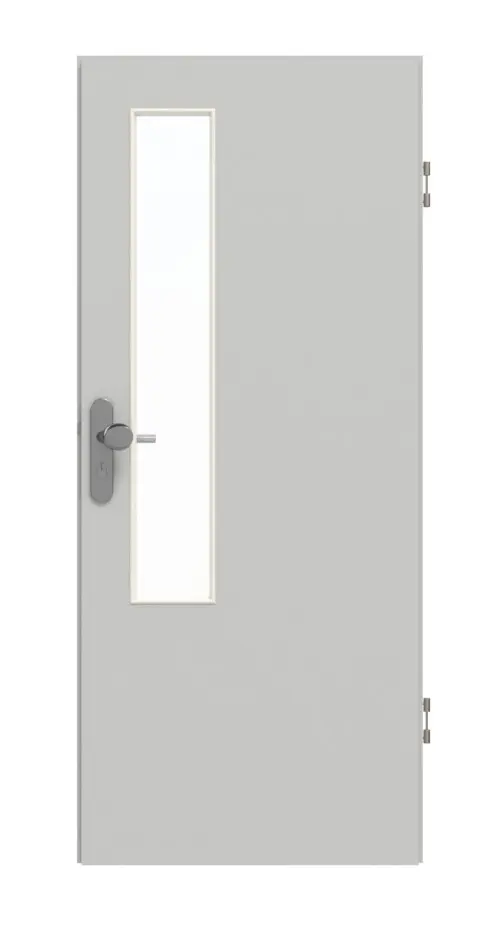 GARANT drzwi wejściowe do mieszkania D92-60 Dove Grey Resopal z przeszkleniem LA-5 od strony zamka