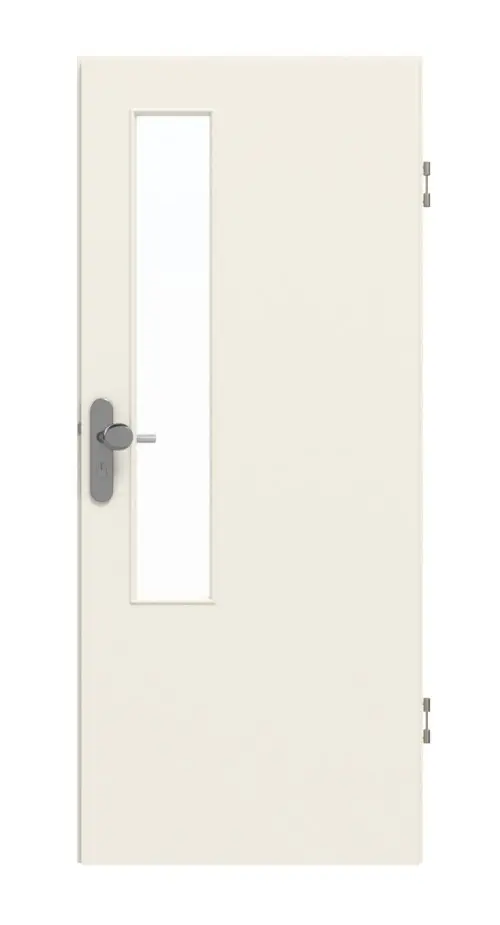 GARANT drzwi wejściowe do mieszkania biały lakier 9010 CePaL z przeszkleniem LA-5 od strony zamka