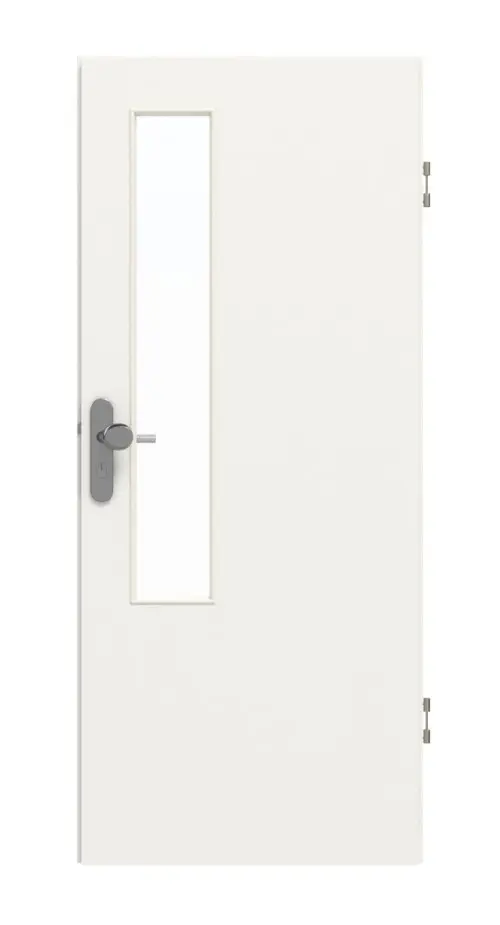GARANT drzwi wejściowe do mieszkania biały lakier 9016 CePaL z przeszkleniem LA-5 od strony zamka