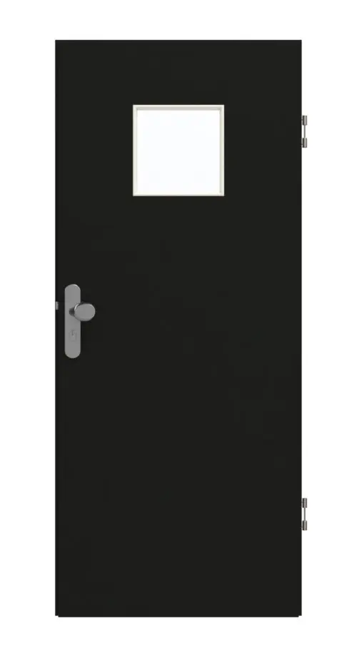 GARANT drzwi wejściowe do mieszkania 0901-60 Black Resopal z wycięciem na szybę LA-7