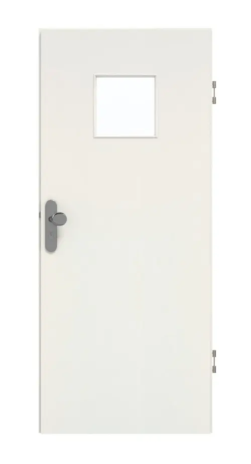 Drzwi wejściowe do mieszkania GARANT, biel ze strukturą Premium CePaL z przeszkleniem LA-7