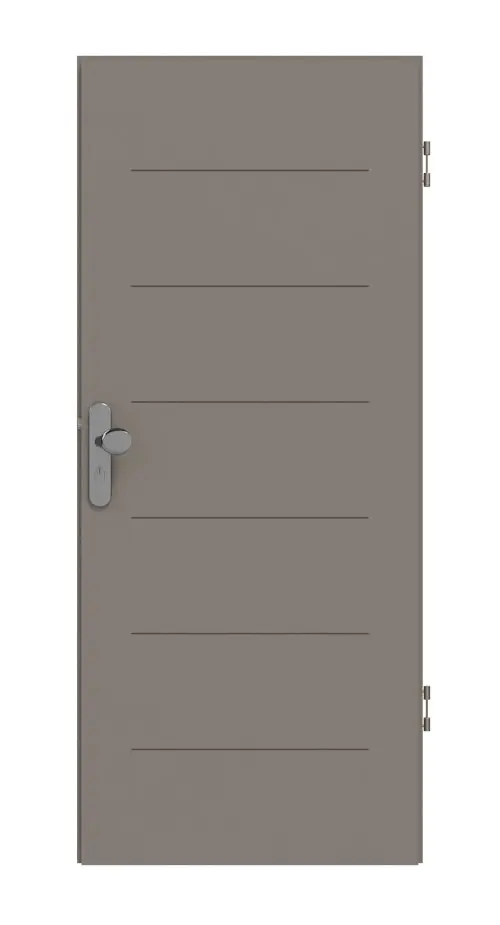 Widok frontowy modelu Signum 11 Basic lakierowane taupe (kolor ciemnoszaro-brązowy) RAL 7048 drzwi wejściowe do mieszkania - Huga