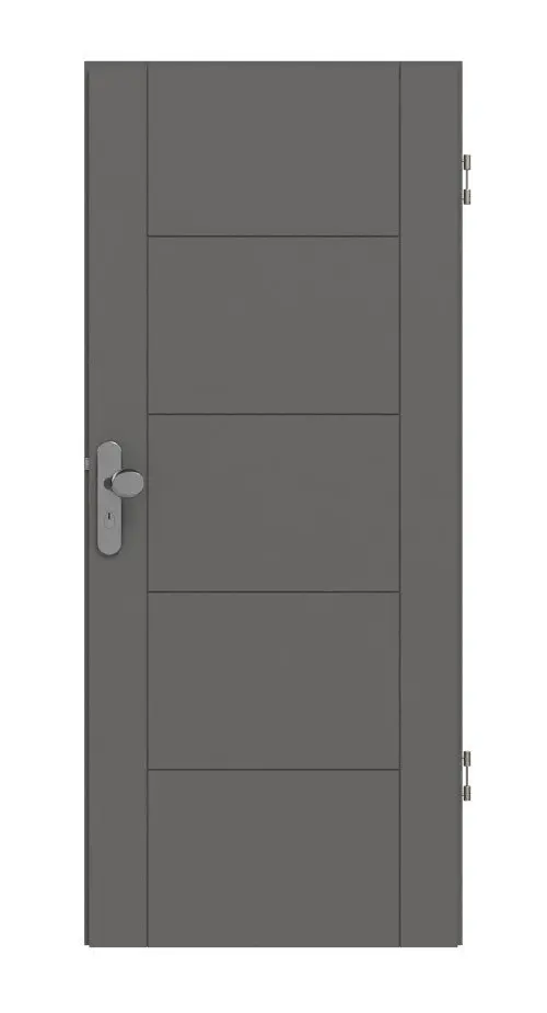 Widok frontowy drzwi wejściowych do mieszkania Huga Signum 13 Hygge szary RAL 7037 Lakier Concept