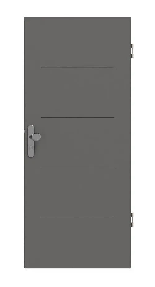 Widok frontowy drzwi wejściowych do mieszkania Huga Signum 14 Hygge szary RAL 7037 Lack Concept