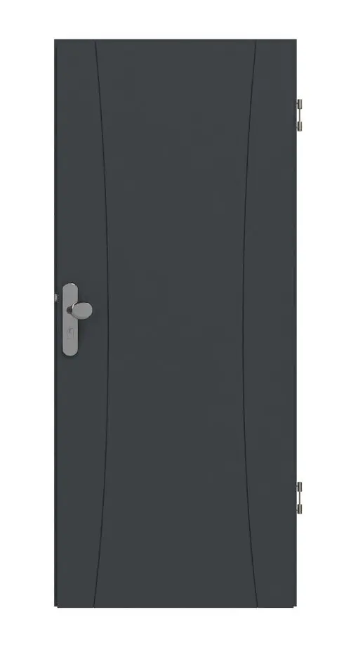 Widok frontowy drzwi wejściowych do mieszkania Signum 20 Basic, lakier antracyt RAL 7016 - Huga