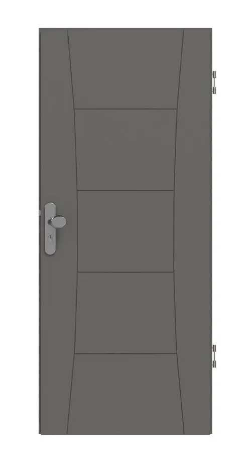 Widok frontowy drzwi wejściowych do mieszkania marki Huga Signum 22 Hygge szary RAL 7037 Lack Concept.