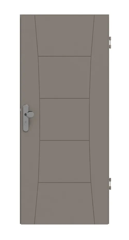 Widok frontowy drzwi wejściowych do mieszkania Signum 22 Basic lakier taupe (kolor ciemnoszaro-brązowy) RAL 7048 - Huga