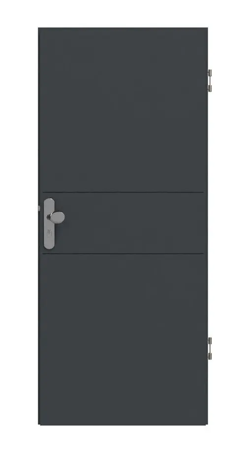 Widok frontowy drzwi wejściowych do mieszkania Signum 29 Basic lakierowanych, antracyt RAL 7016 – Huga