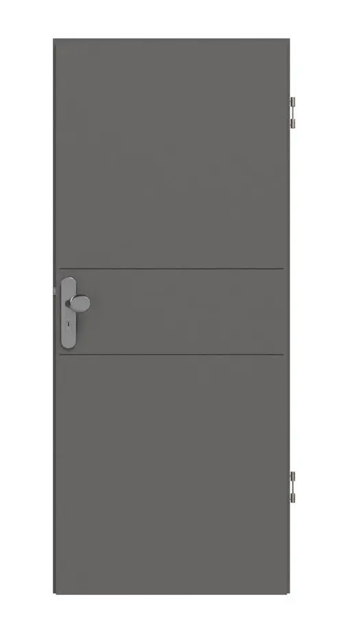 Widok frontowy drzwi wejściowych do mieszkania marki Huga Signum 29 Hygge szary RAL 7037 Lack Concept
