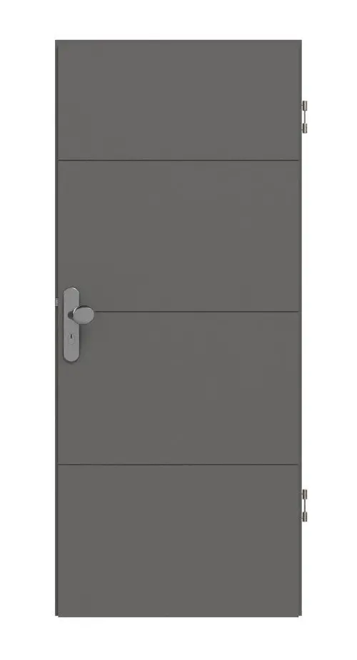 Widok frontowy drzwi wejściowych do mieszkania Huga Signum 34 Hygge szary RAL 7037 Lakier Concept