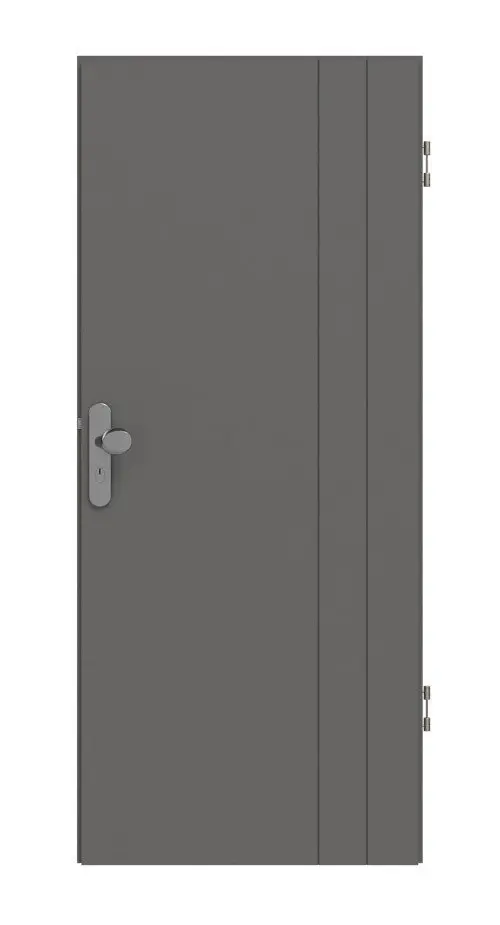 Widok frontowy drzwi wejściowych do mieszkania marki Huga Signum 39 Hygge szary RAL 7037 Lack Concept