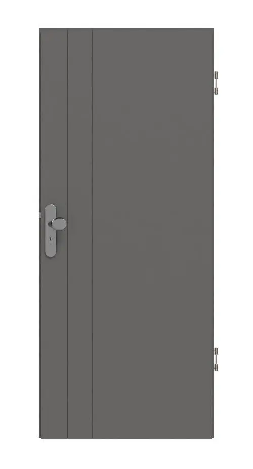 Widok frontowy drzwi wejściowych do mieszkania marki Huga Signum 44 Hygge szary RAL 7037 lakier Concept