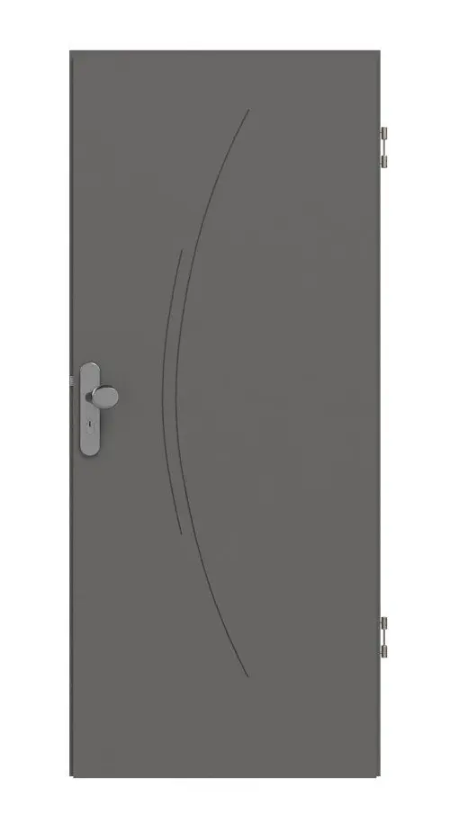 Widok frontowy drzwi wejściowych do mieszkania Huga Signum 49 Hygge szary RAL 7037 Lack Concept