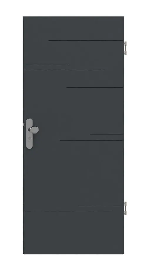 Widok frontowy drzwi wejściowych do mieszkania Signum 50 Basic lakierowane antracyt RAL 7016 - Huga