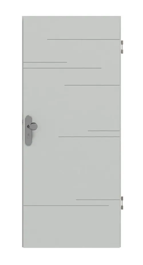 Widok frontowy drzwi wejściowych do mieszkania Signum 50 Basic lakier szary RAL 7035 - Huga