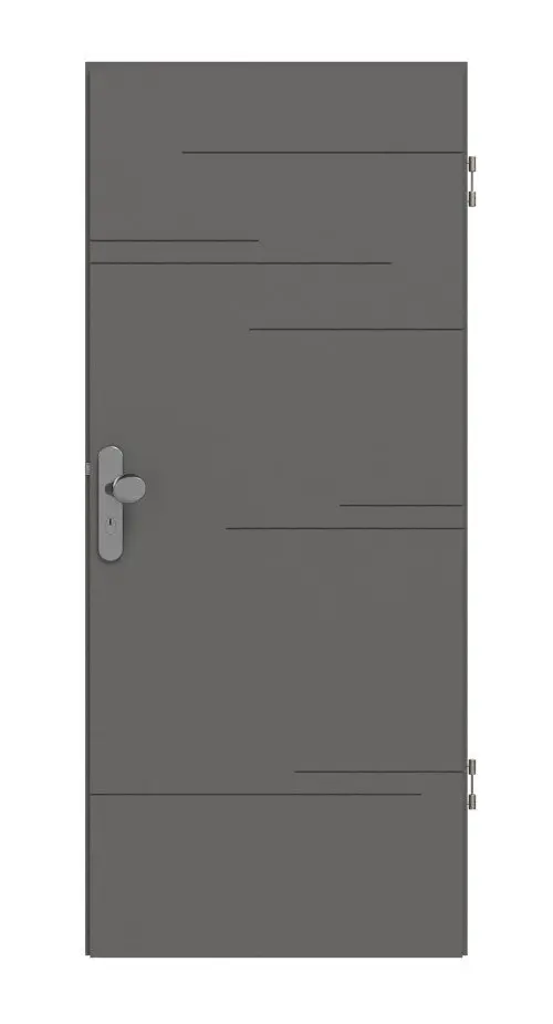 Widok frontowy drzwi wejściowych do mieszkania Huga Signum 50 Hygge szary RAL 7037 Lack Concept